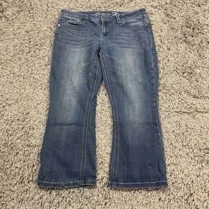 Vintage Seven7 Womens Bootcut Jeans Size 12 Embroidered Pockets Stretch Denim